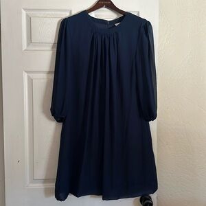 Navy blue Eva mendes dress.